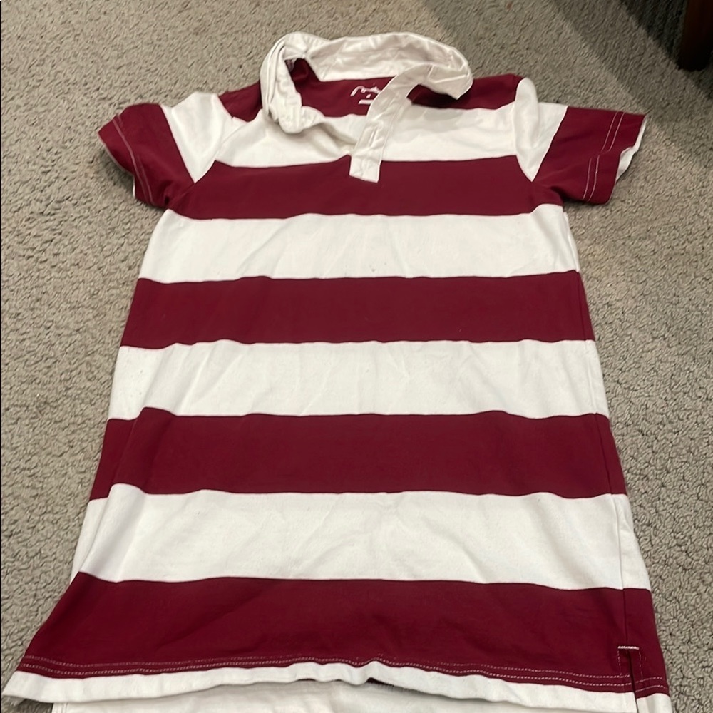 Striped Kids Polo dress - Red & White
